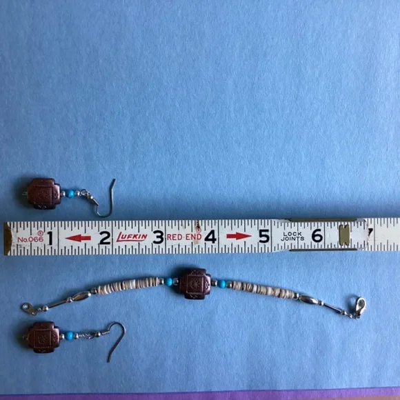 Navajo necklace bracelet earring set handmade - Yolanda Bio Certificate include